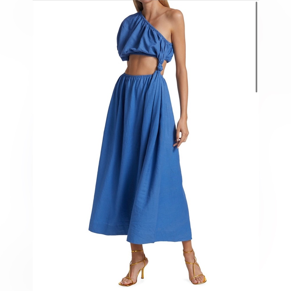 Farm Rio Blue One Shoulder Dress, size small
